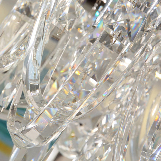 Crystal Flush Mount Ceiling Light With 6/9 Heads In Nickel For Bedroom