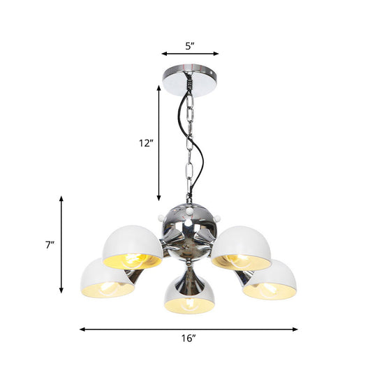 Industrial Dome Hanging Light Fixture - Metallic 3/4/5 Heads Chandelier Lamp For Living Room