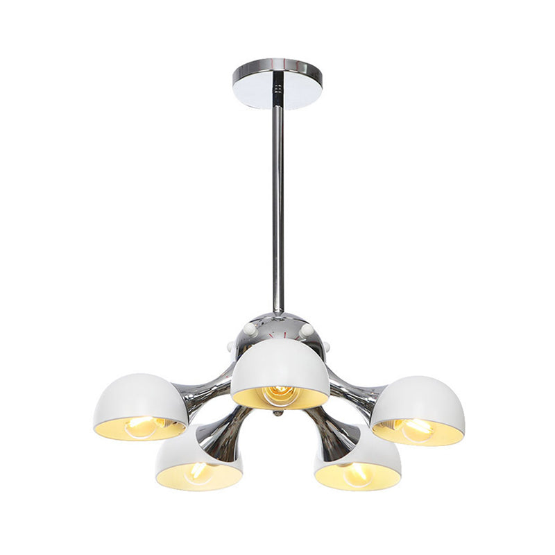 Industrial Dome Hanging Light Fixture - Metallic 3/4/5 Heads Chandelier Lamp For Living Room