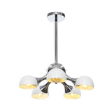Modern Industrial Dome Hanging Light - 3/4/5 Heads Living Room Chandelier In Black/Chrome Finish