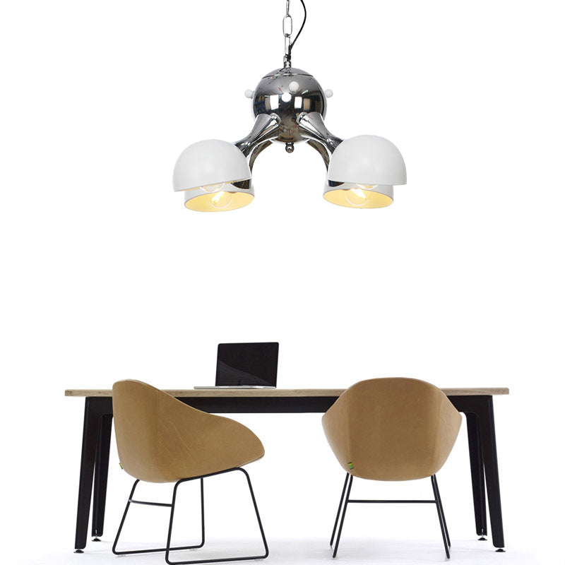 Industrial Dome Hanging Light Fixture - Metallic 3/4/5 Heads Chandelier Lamp For Living Room