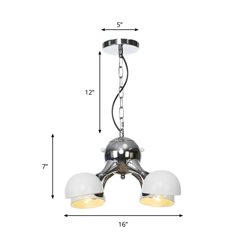 Industrial Dome Hanging Light Fixture - Metallic 3/4/5 Heads Chandelier Lamp For Living Room