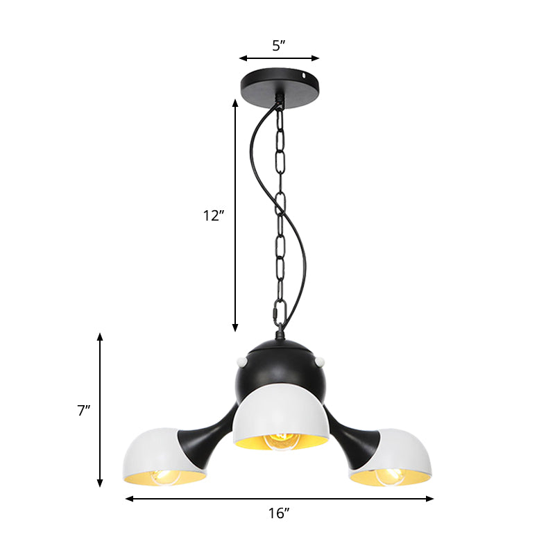 Industrial Dome Hanging Light Fixture - Metallic 3/4/5 Heads Chandelier Lamp For Living Room