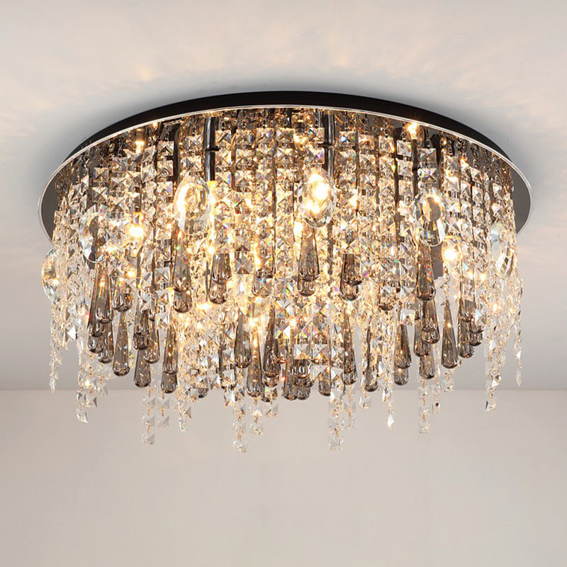 Modern Clear Crystal 12 - Head Flush Mount Ceiling Fixture