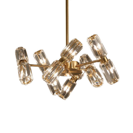Modern Faceted Crystal Chandelier - Gold Finish With 6/8/10 Bulbs Hanging Ceiling Light