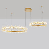 Modernist Crystal Led Circle Chandelier In Gold For Living Room - Elegant Ceiling Pendant Light