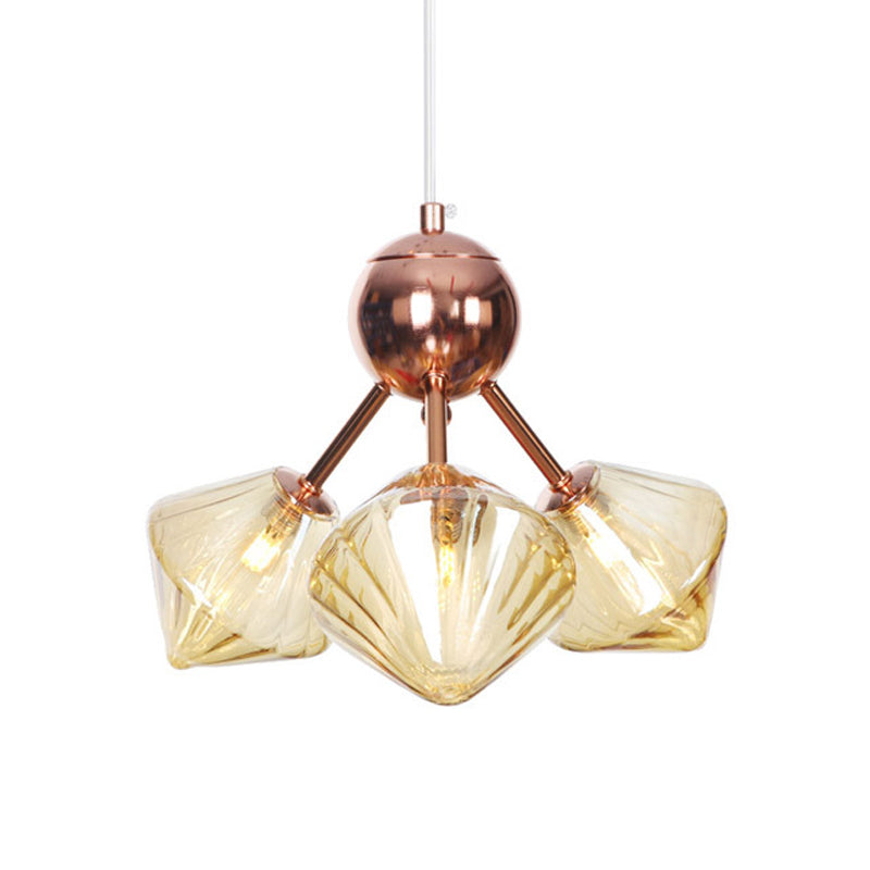 Farmhouse Style Diamond Chandelier: Amber/Clear Glass Multiple Light Options 13’/27.5’/34’ Wide