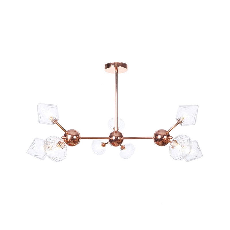 Farmhouse Style Diamond Chandelier: Amber/Clear Glass Multiple Light Options 13’/27.5’/34’ Wide