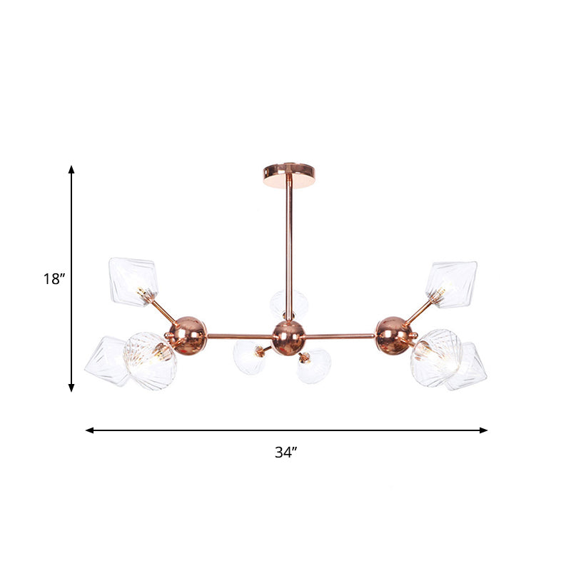 Farmhouse Style Diamond Chandelier: Amber/Clear Glass Multiple Light Options 13’/27.5’/34’ Wide