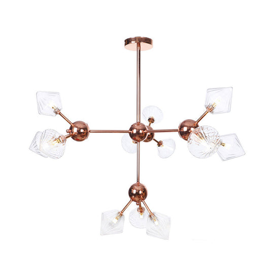 Farmhouse Style Diamond Chandelier: Amber/Clear Glass Multiple Light Options 13’/27.5’/34’ Wide
