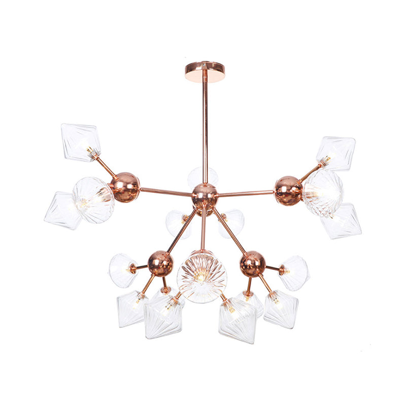 Farmhouse Style Diamond Chandelier: Amber/Clear Glass Multiple Light Options 13’/27.5’/34’ Wide