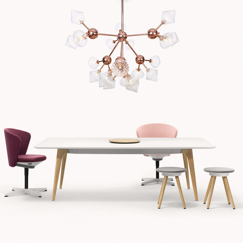 Farmhouse Style Diamond Chandelier: Amber/Clear Glass Multiple Light Options 13’/27.5’/34’ Wide