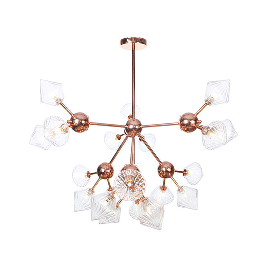 Farmhouse Style Diamond Chandelier: Amber/Clear Glass Multiple Light Options 13’/27.5’/34’ Wide