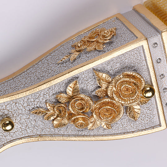 Modern Yellow Glass And Resin Wall Sconce Light Fixture With Gold/White Flared Shade