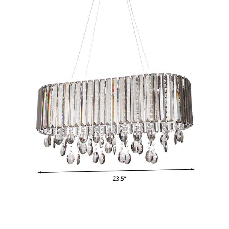 Contemporary 6-Head Living Room Chandelier With Crystal Shade