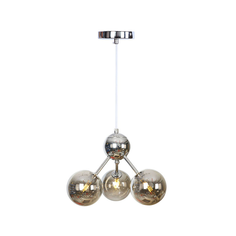 Industrial Style Hanging Chandelier Light - 13’/27.5’/34’ W Orbit Shade Amber/Clear/Smoke