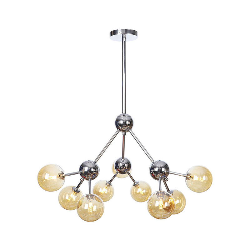 Industrial Style Hanging Chandelier Light - 13’/27.5’/34’ W Orbit Shade Amber/Clear/Smoke