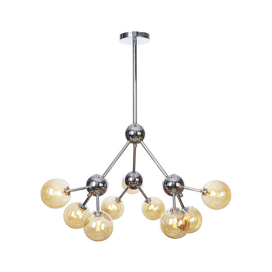 Industrial Style Hanging Chandelier Light - 13’/27.5’/34’ W Orbit Shade Amber/Clear/Smoke