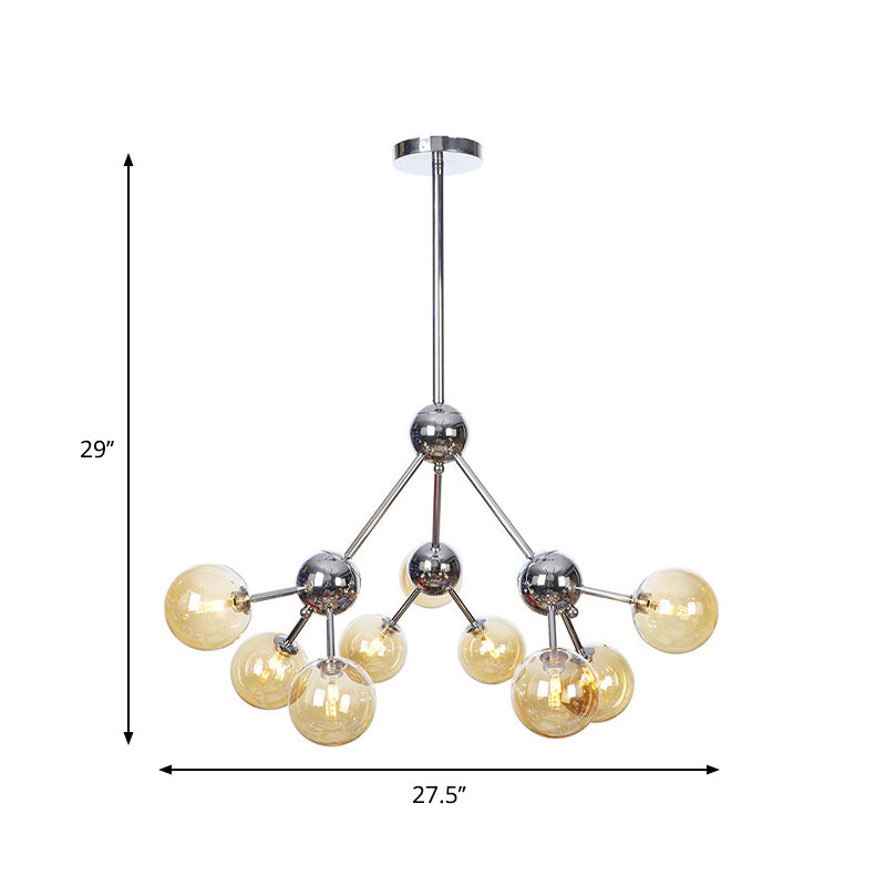 Industrial Style Hanging Chandelier Light - 13’/27.5’/34’ W Orbit Shade Amber/Clear/Smoke
