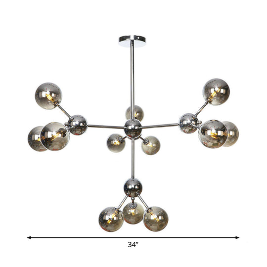 Industrial Style Hanging Chandelier Light - 13’/27.5’/34’ W Orbit Shade Amber/Clear/Smoke