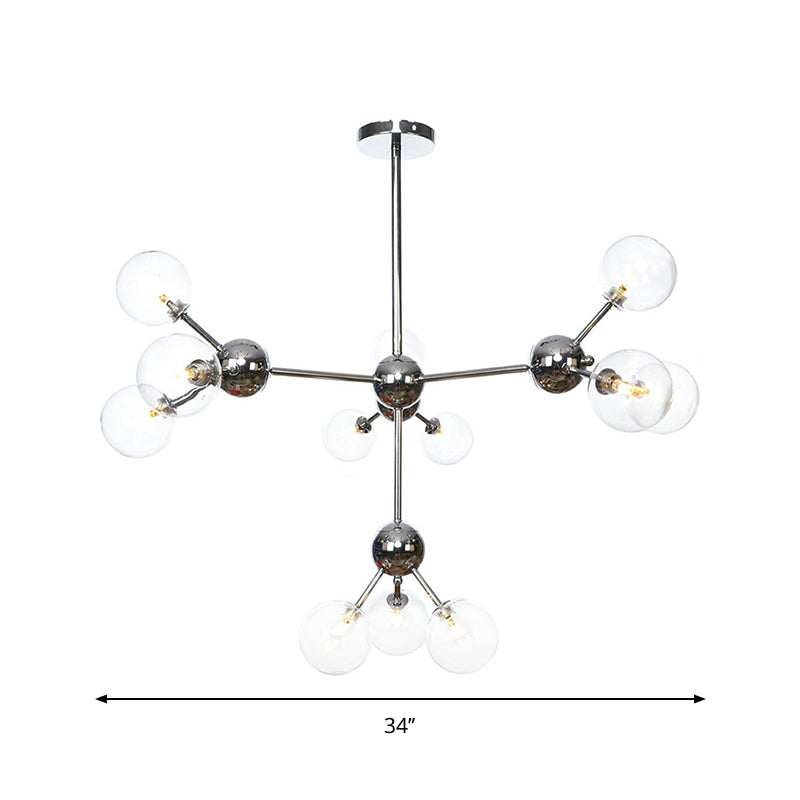 Industrial Style Hanging Chandelier Light - 13’/27.5’/34’ W Orbit Shade Amber/Clear/Smoke