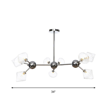 Industrial Style Diamond Pendant Light With Amber/Clear Glass Multiple Bulbs Chandelier Fixture -