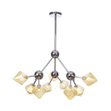 Industrial Style Diamond Pendant Light With Amber/Clear Glass Multiple Bulbs Chandelier Fixture -