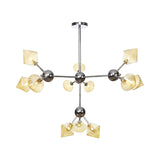 Industrial Style Diamond Pendant Light With Amber/Clear Glass Multiple Bulbs Chandelier Fixture -