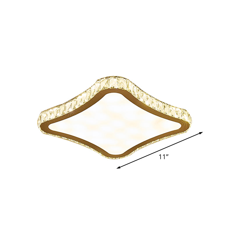 Modern Chrome Crystal Led Ceiling Fixture - Square Beveled Design Flush Mount Lighting (11/15/19.5