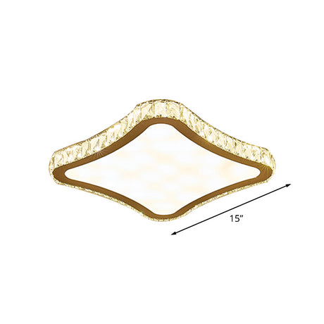 Modern Chrome Crystal Led Ceiling Fixture - Square Beveled Design Flush Mount Lighting (11/15/19.5