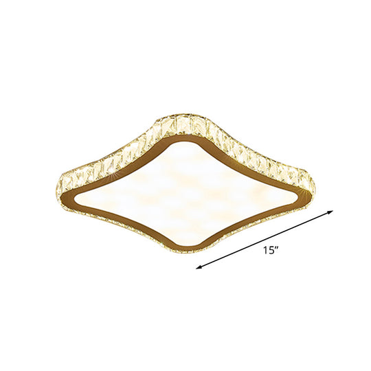 Modern Chrome Crystal Led Ceiling Fixture - Square Beveled Design Flush Mount Lighting (11/15/19.5