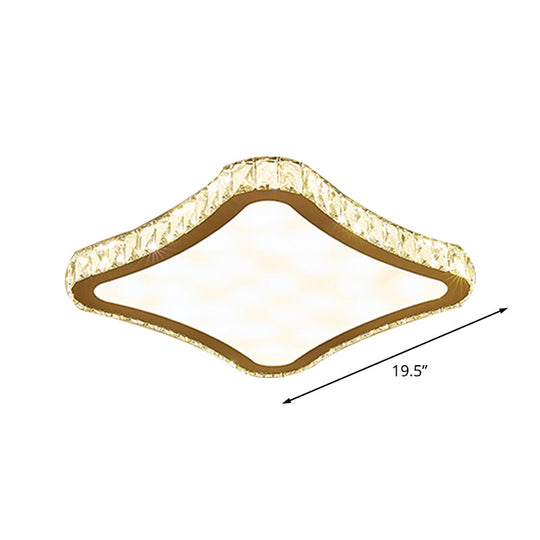 Modern Chrome Crystal Led Ceiling Fixture - Square Beveled Design Flush Mount Lighting