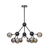 Industrial Living Room Chandelier Lamp With Sputnik Design And Amber/Clear/Smoke Gray Glass - 3/9/12