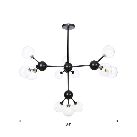 Industrial Orb Chandelier Lamp With Sputnik Design Amber/Clear/Smoke Gray Glass 3/9/12 Lights