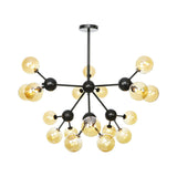 Industrial Living Room Chandelier Lamp With Sputnik Design And Amber/Clear/Smoke Gray Glass - 3/9/12
