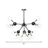 Industrial Living Room Chandelier Lamp With Sputnik Design And Amber/Clear/Smoke Gray Glass - 3/9/12