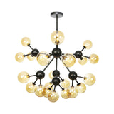 Industrial Living Room Chandelier Lamp With Sputnik Design And Amber/Clear/Smoke Gray Glass - 3/9/12