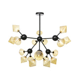 Diamond Living Room Chandelier Lamp - Warehouse Style Pendant Lighting With Sputnik Design 3/9/12