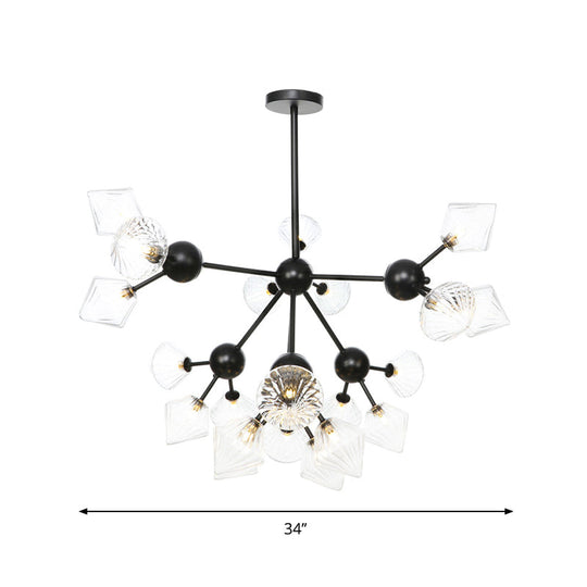 Diamond Living Room Chandelier Lamp - Warehouse Style Pendant Lighting With Sputnik Design 3/9/12