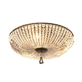 Modern Clear K9 Crystal Bowl Ceiling Lamp - 3 Lights Black Flush Mount For Bedroom Lighting
