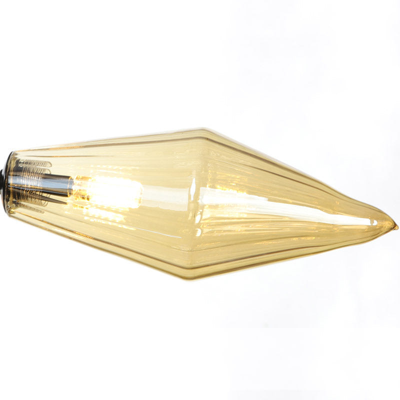 Mid-Century Diamond Shade Chandelier - Amber/Clear Ribbed Glass 9/12/15 Lights Living Room Pendant