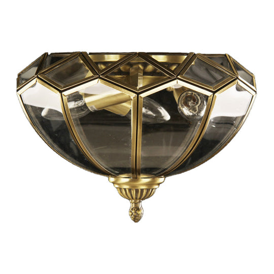 Traditional Basket - Shaped Flush Mount Ceiling Light With Clear Beveled Glass - 3 Lights