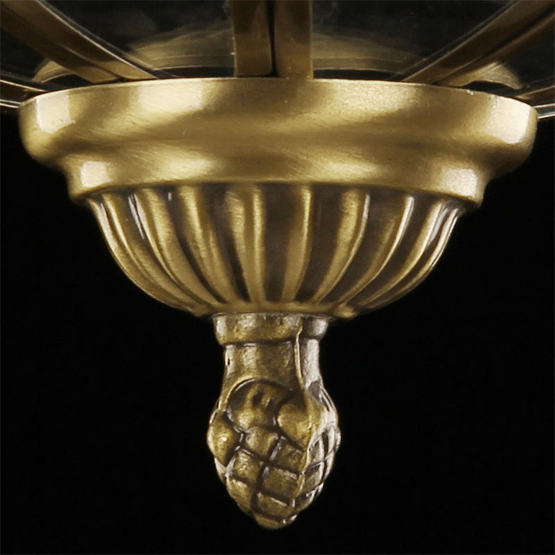 Traditional Basket-Shaped Flush Mount Ceiling Light With Clear Beveled Glass - 3 Lights