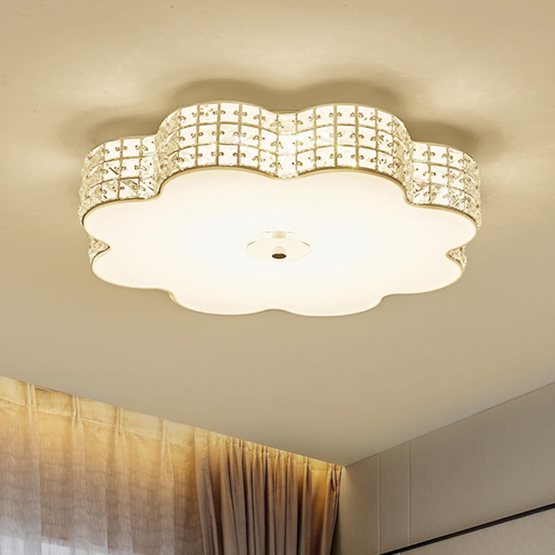 Silver Flower Ceiling Lamp: Simple Style Led Flush Mount Light Fixture For Bedroom -