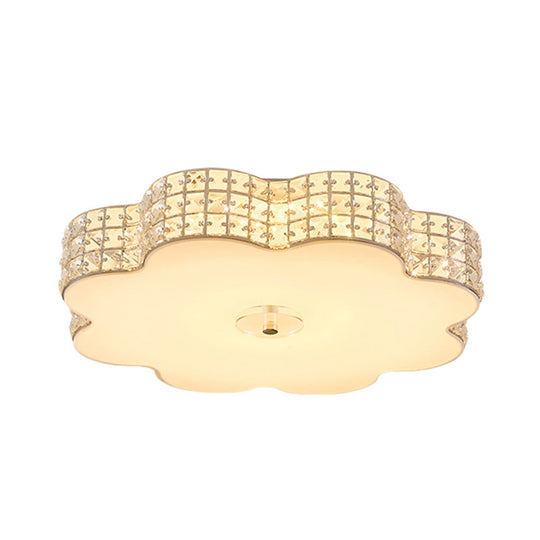 Silver Flower Ceiling Lamp: Simple Style Led Flush Mount Light Fixture For Bedroom -