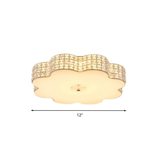 Silver Flower Ceiling Lamp: Simple Style Led Flush Mount Light Fixture For Bedroom - 12/16/19.5 Wide