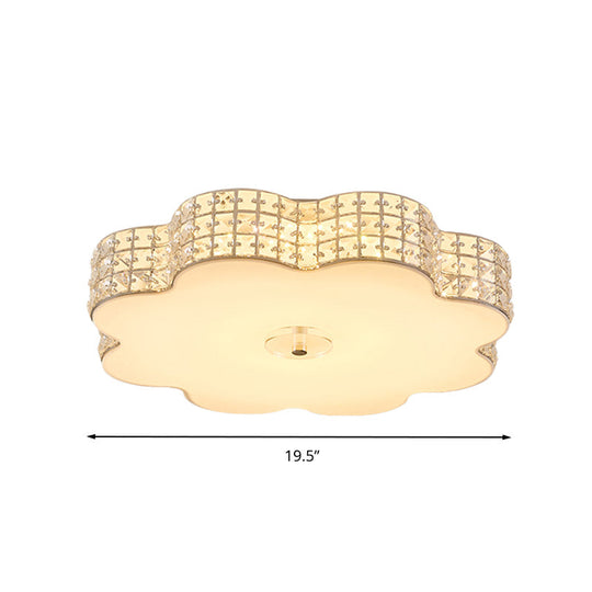 Silver Flower Ceiling Lamp: Simple Style Led Flush Mount Light Fixture For Bedroom -