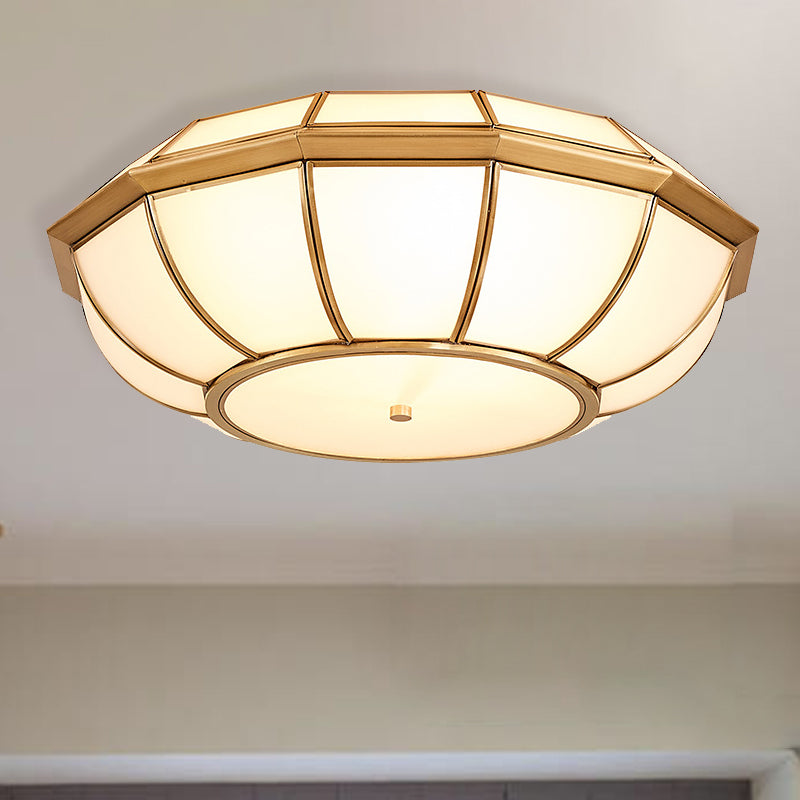Retro 4 Bulb Brass Flush Mount Basket Ceiling Light - Living Room Lamp