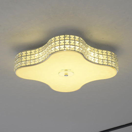 Simple Silver Flush Mount Led Ceiling Light With K9 Crystal For Starfish Bedroom - Available In 3
