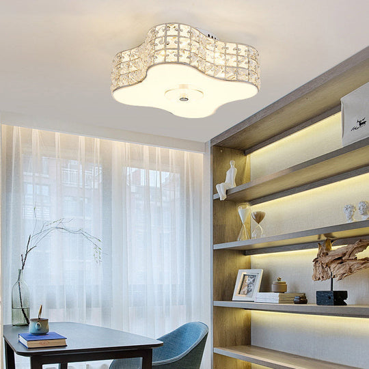 Simple Silver Flush Mount Led Ceiling Light With K9 Crystal For Starfish Bedroom - Available In 3